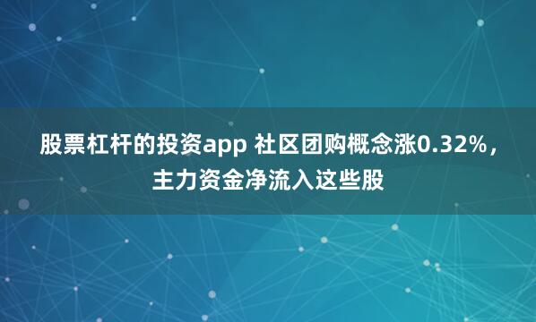 股票杠杆的投资app 社区团购概念涨0.32%，主力资金净流入这些股