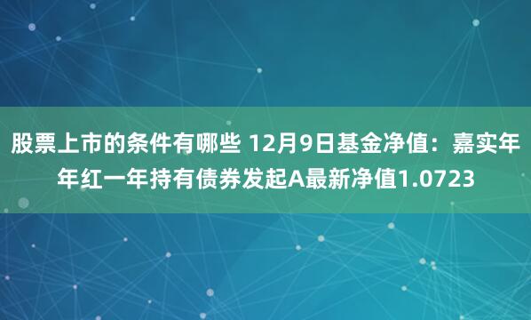 股票上市的条件有哪些 12月9日基金净值：嘉实年年红一年持有债券发起A最新净值1.0723