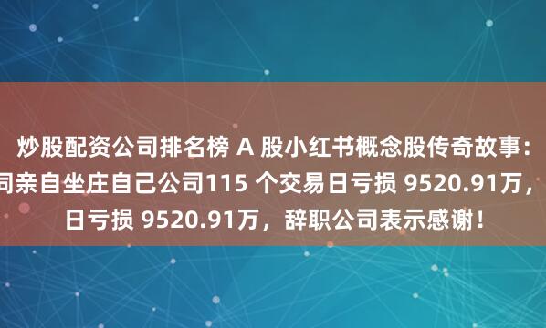 炒股配资公司排名榜 A 股小红书概念股传奇故事：华扬联众董事长苏同亲自坐庄自己公司115 个交易日亏损 9520.91万，辞职公司表示感谢！