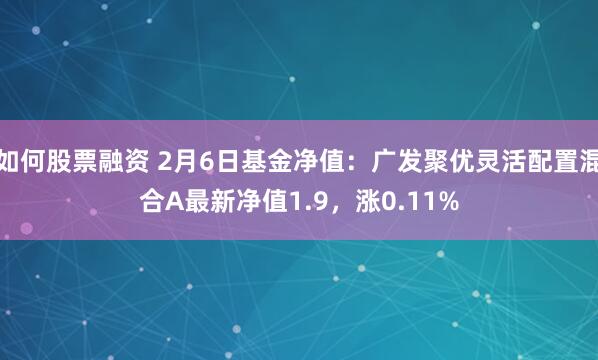 如何股票融资 2月6日基金净值：广发聚优灵活配置混合A最新净值1.9，涨0.11%